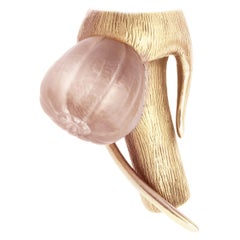 Fourteen Karat Rose Gold Contemporary Fig Garden Brooch by Artist with Pink Onyx