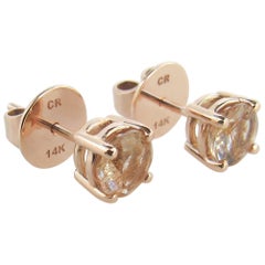 14 Karat Rose Gold Copper Rutilated Quartz Studs