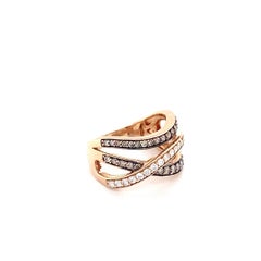 14 Karat Rose Gold Criss Cross Diamond Ring