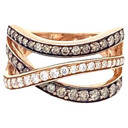 14 Karat Rose Gold Criss Cross Diamond Ring