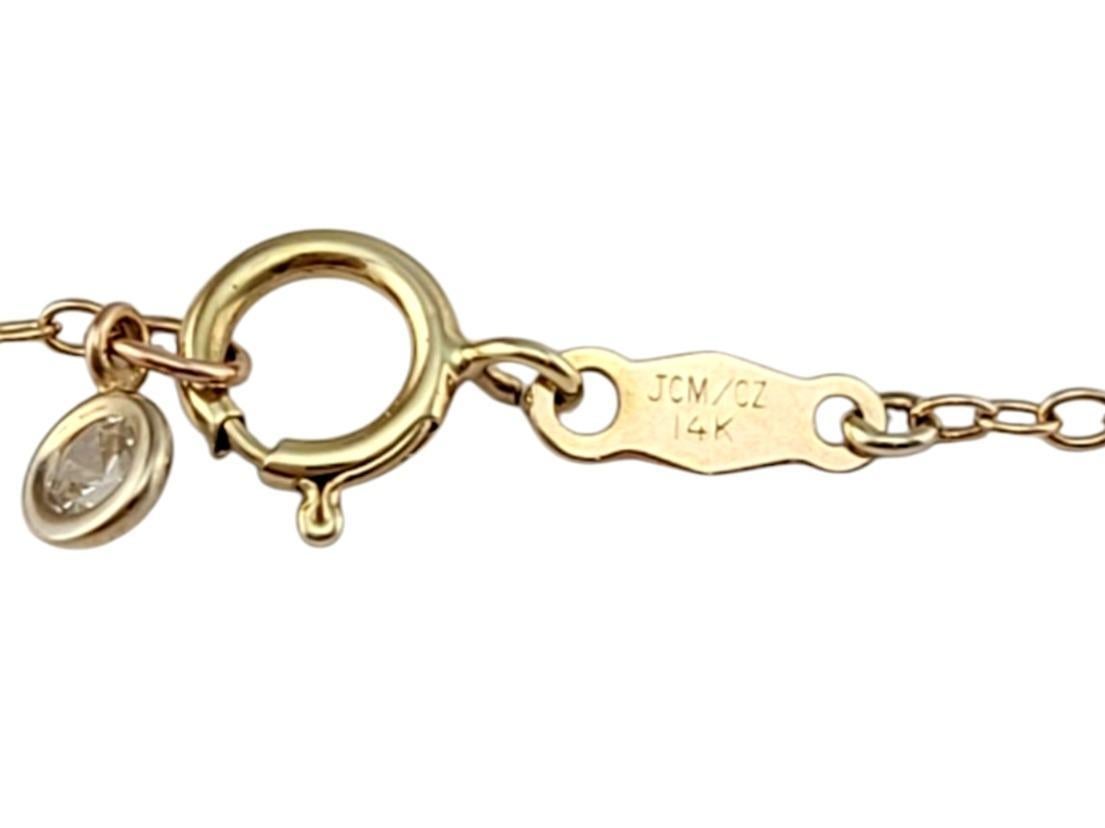 Donna Collana Station in oro rosa 14 carati con zirconi #21494 in vendita