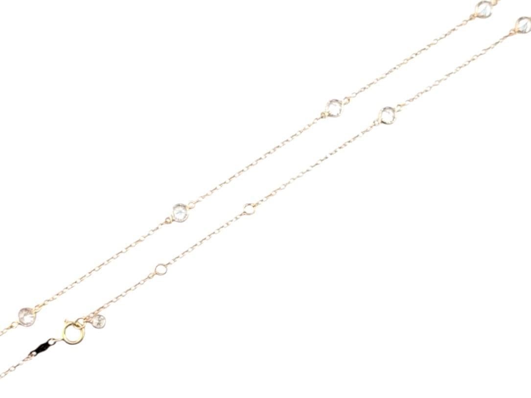 Collana Station in oro rosa 14 carati con zirconi #21494 in vendita 1