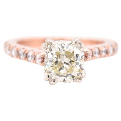 14 Karat Rose Gold Cushion Cut Diamond Engagement Ring GIA Certified