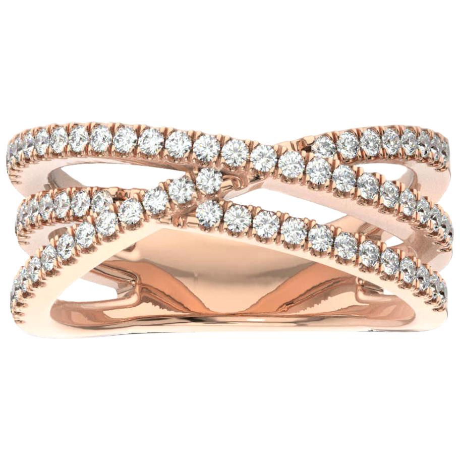 14 Karat Rose Gold Dahlia Interweave Diamond Ring '1/2 Carat' For Sale