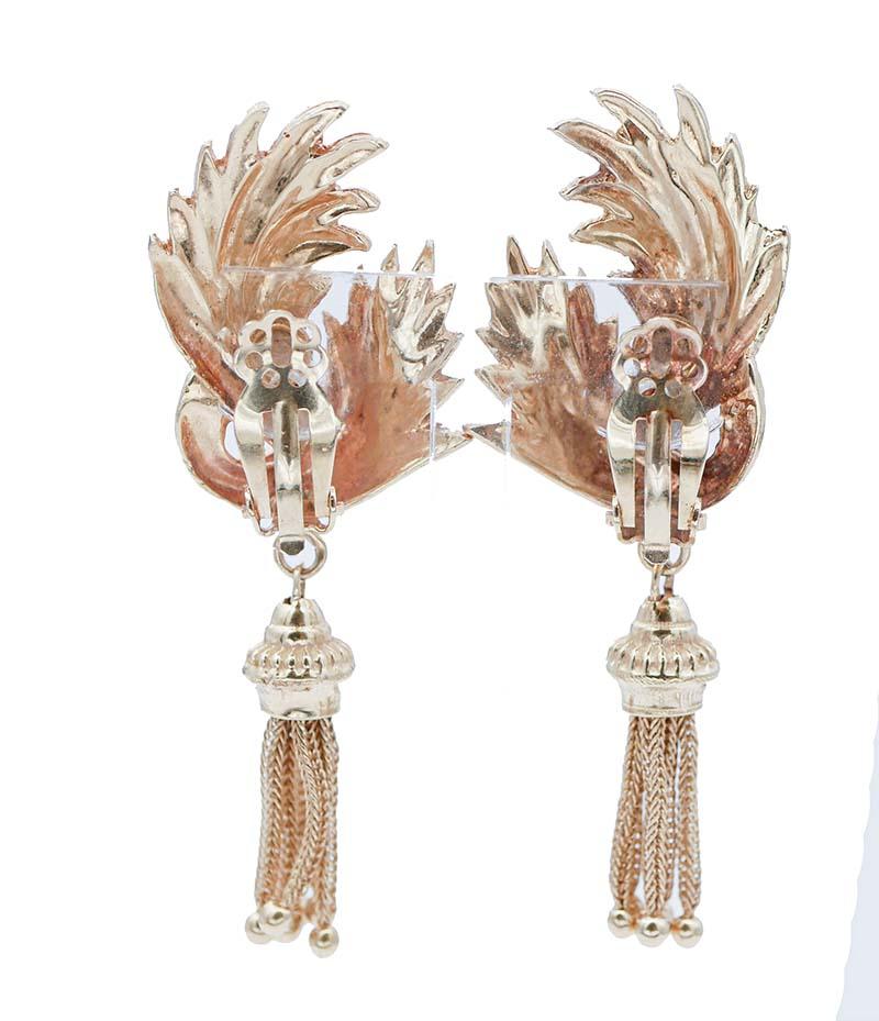 Retro 14 Karat Rose Gold Dangle Earrings For Sale