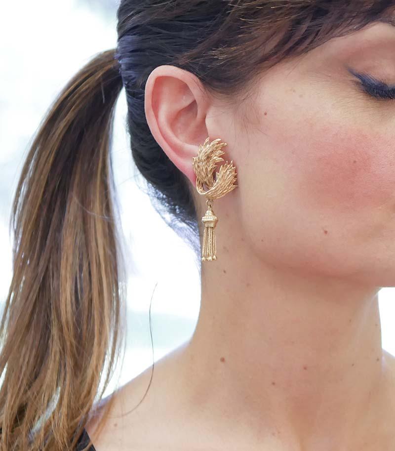Boucles d'oreilles pendantes en or rose 14 carats Bon état - En vente à Marcianise, Marcianise (CE)