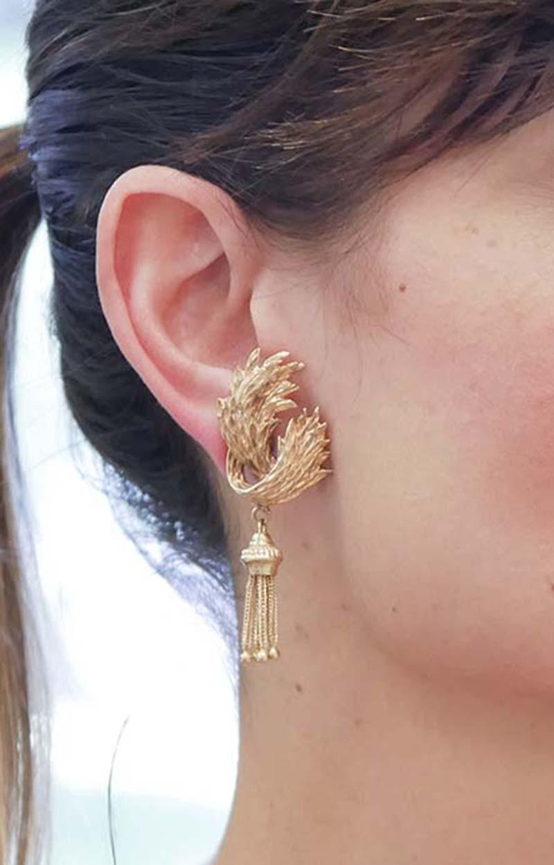 Boucles d'oreilles pendantes en or rose 14 carats Pour femmes en vente