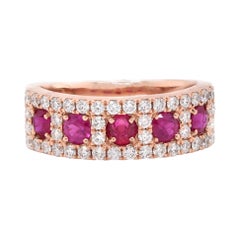14 Karat Rose Gold Diamond and Ruby Ring