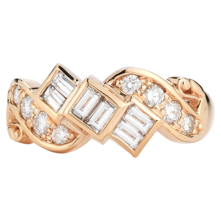 14 Karat Rose Gold Conflict Free Diamond Cocktail Ring For Sale