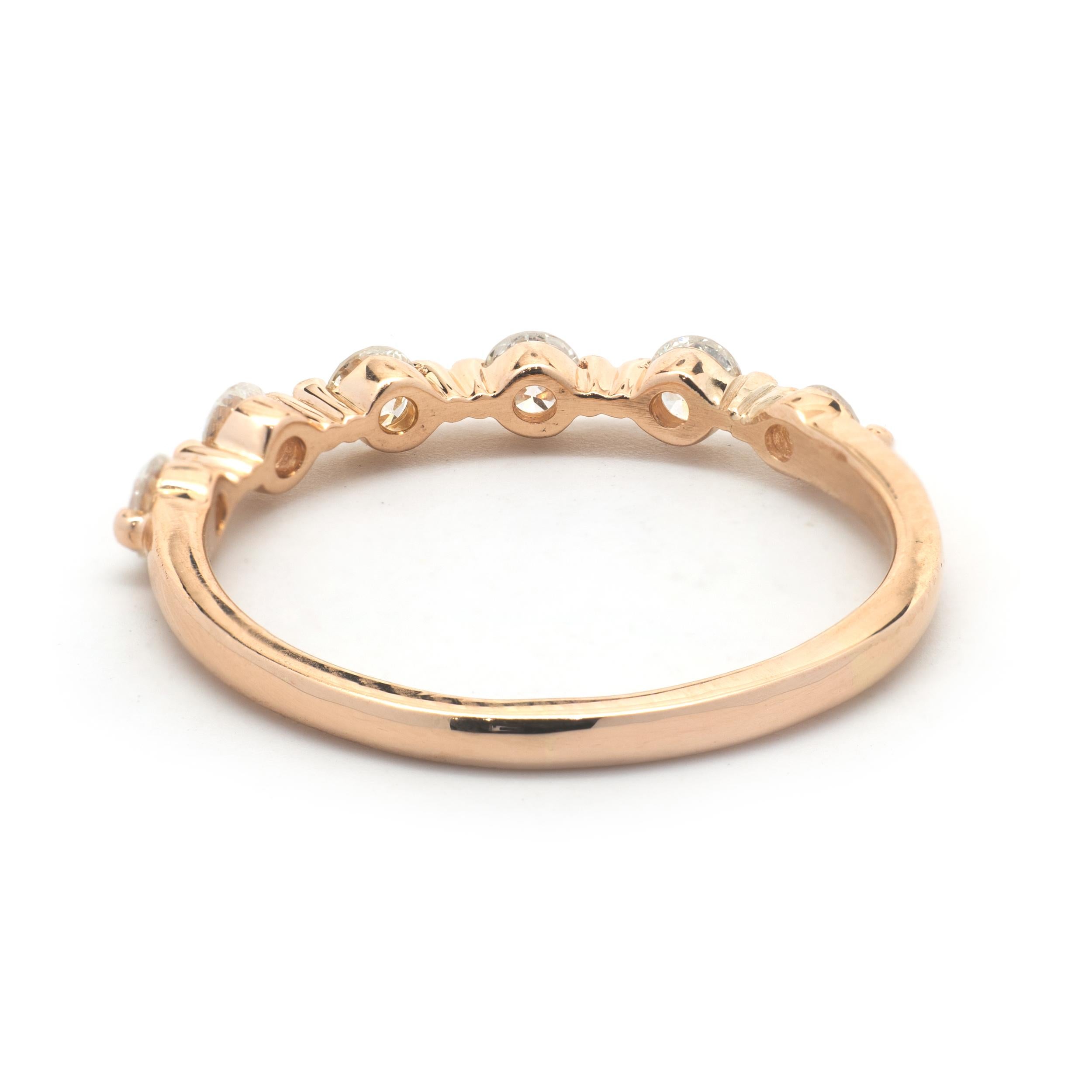 14 Karat Rose Gold Diamond Band In condizioni ottime a Scottsdale, AZ