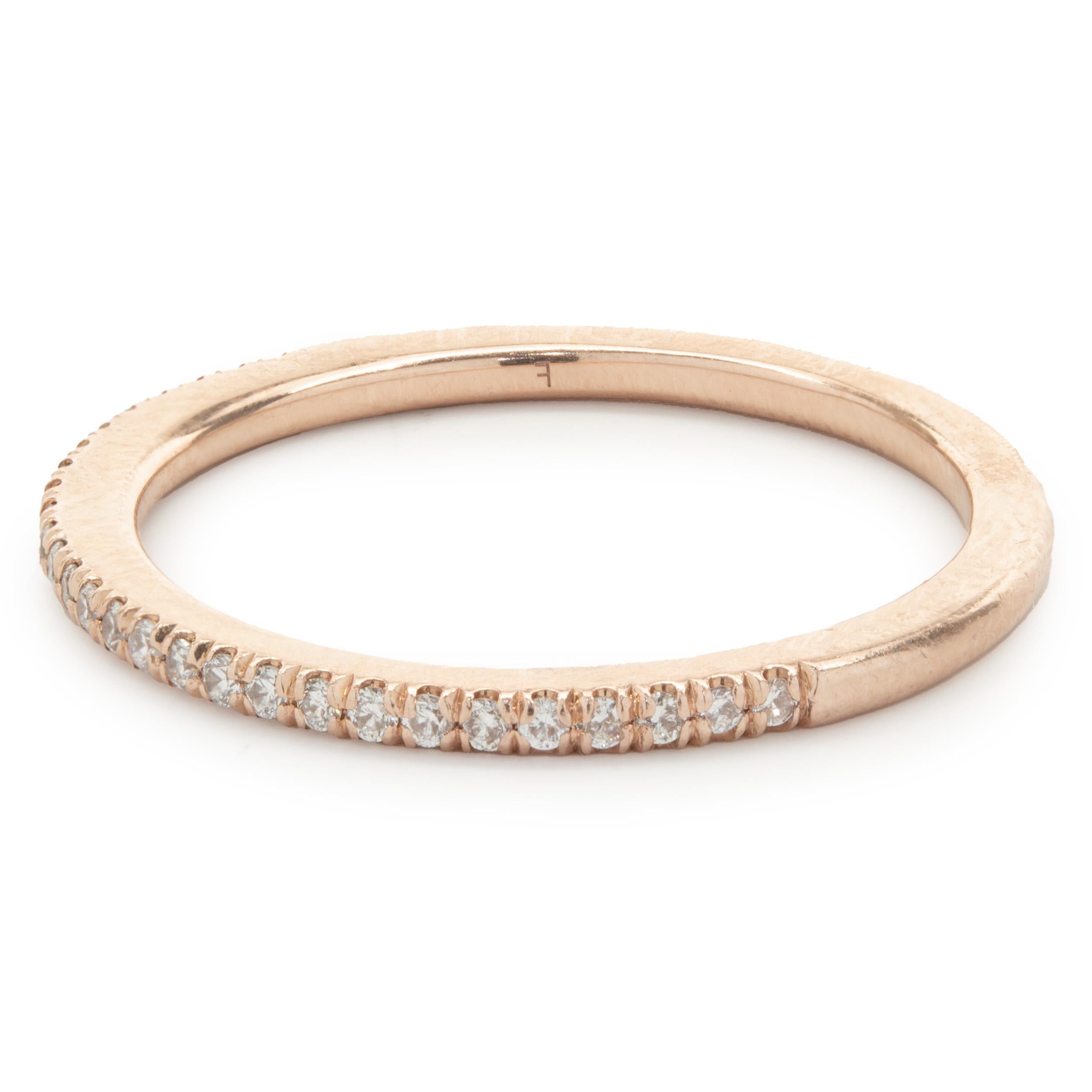 14 Karat Rose Gold Diamond Band In Excellent Condition For Sale In Scottsdale, AZ