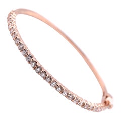 14 Karat Rose Gold Diamond Bangle