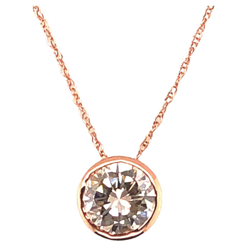 14 Karat Bezel Diamond Pendant .63pts For Sale at 1stDibs