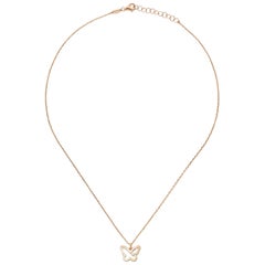 14 Karat Rose Gold Diamond Butterfly Necklace