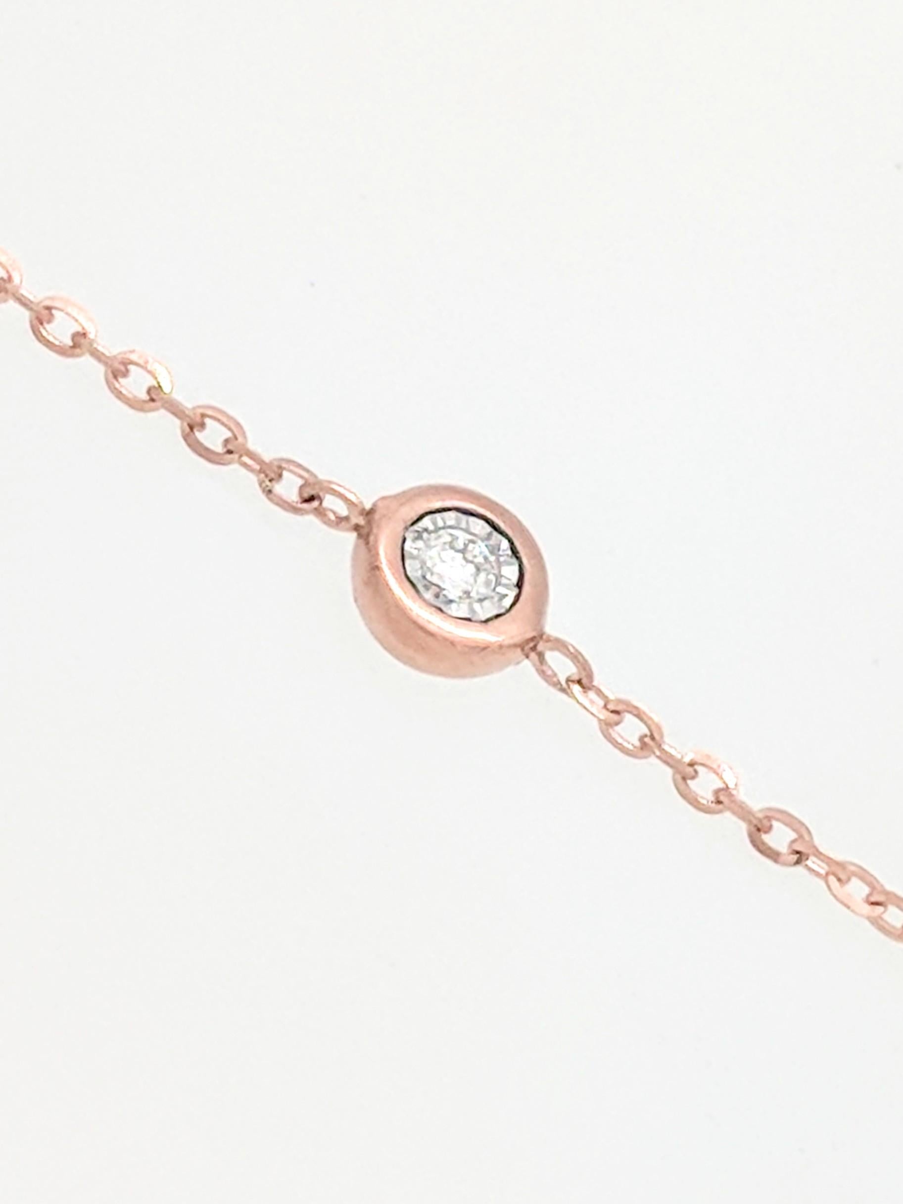 Women's 14 Karat Rose Gold Diamond by The Yard Necklace .19 Carat
