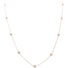 14 Karat Rose Gold Diamond by The Yard Necklace .19 Carat