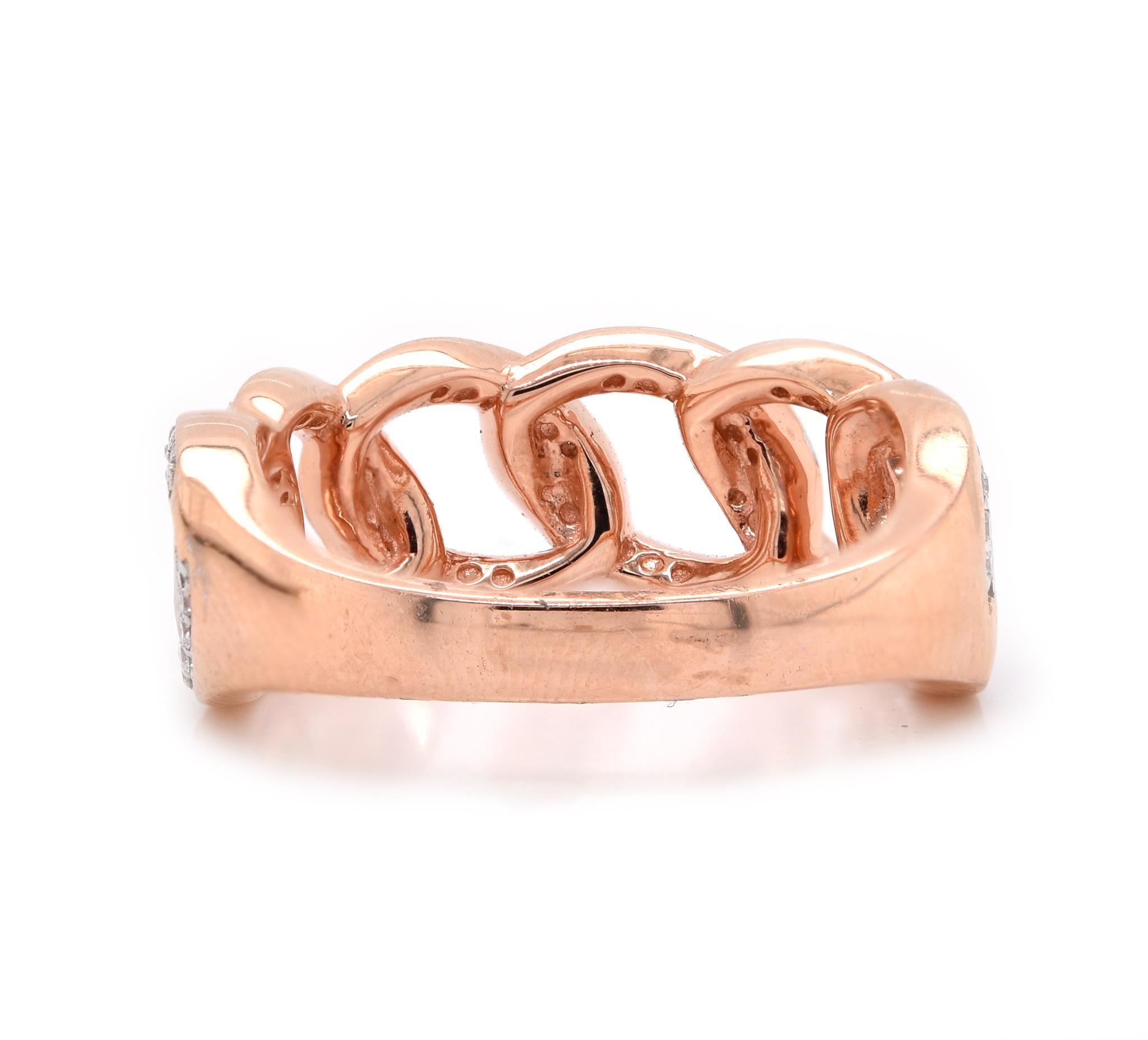 Round Cut 14 Karat Rose Gold Diamond Circle Link Band For Sale