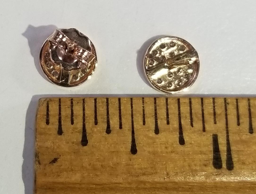 Round Cut 14 Karat Rose Gold Diamond Cluster Round Earrings Pave' Set