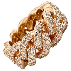 14 Karat Rose Gold Diamond Cuban Link Band 2.50 Carats 20 Grams