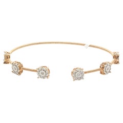 14 Karat Rose Gold Diamond Cuff Bracelet