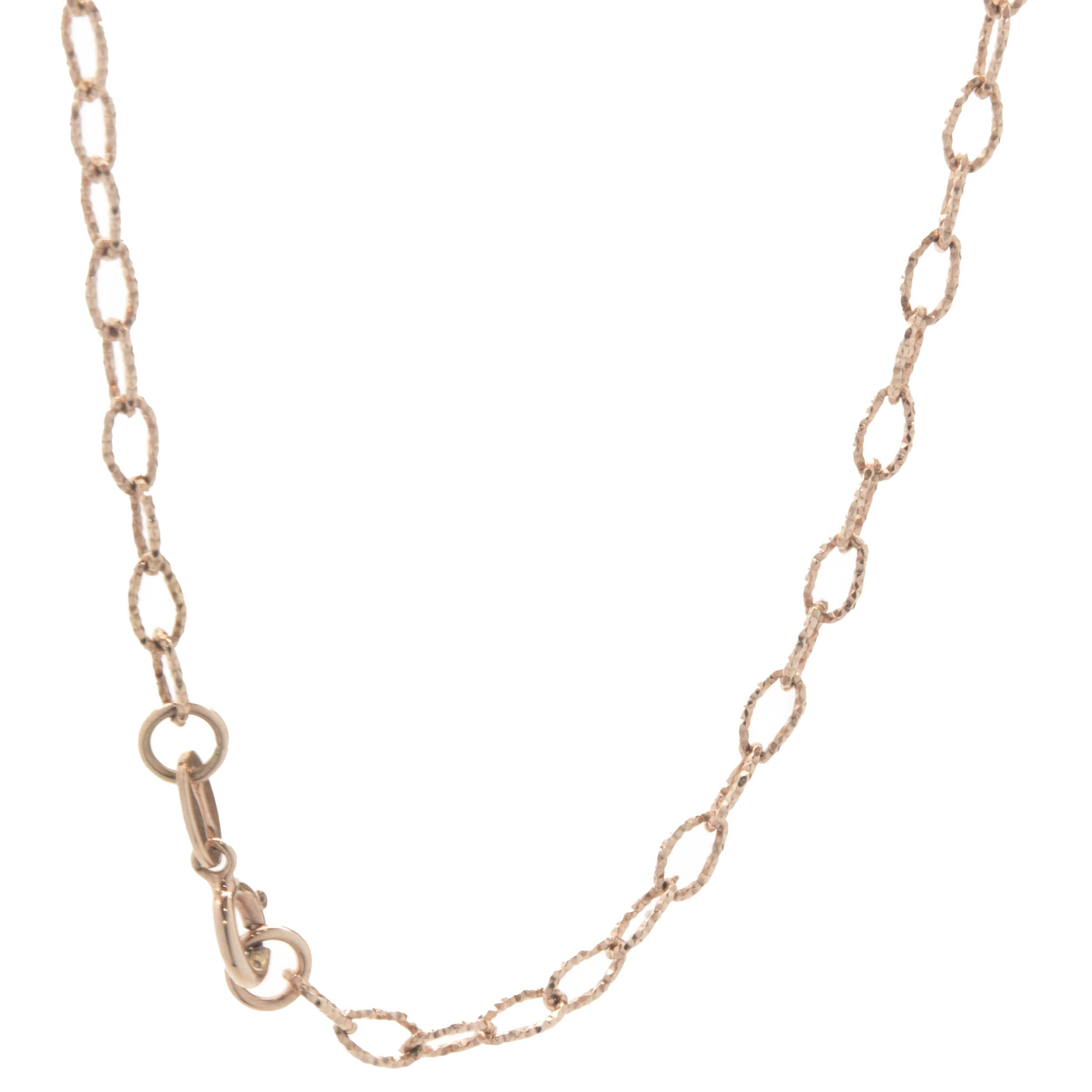 Material: 14K rose gold
Dimension: necklace measures 18-inches in length
Weight: 3.10 grams
