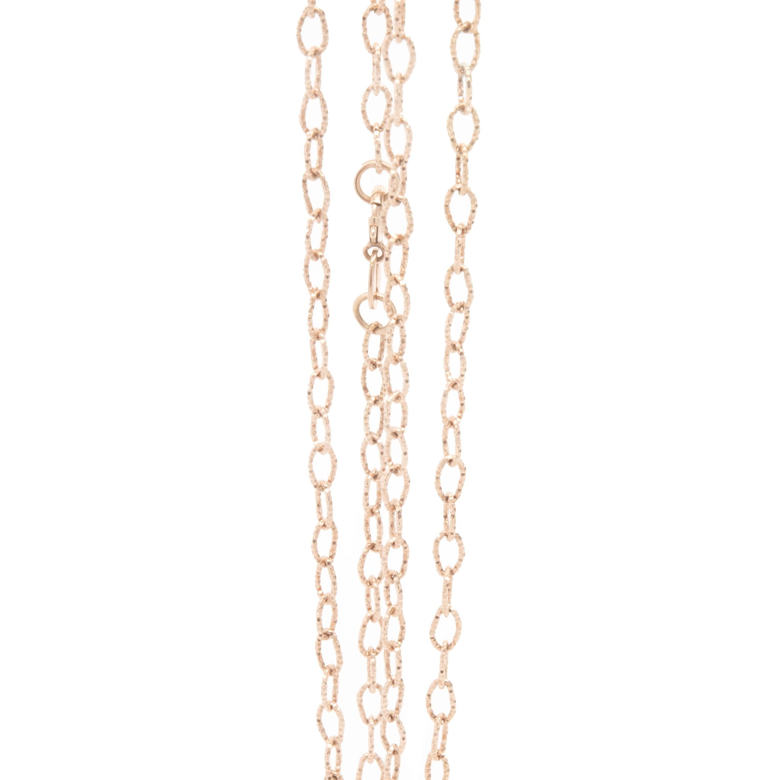 Collana con catena a maglie ovali in oro rosa 14 carati con taglio a diamante In condizioni ottime in vendita a Scottsdale, AZ