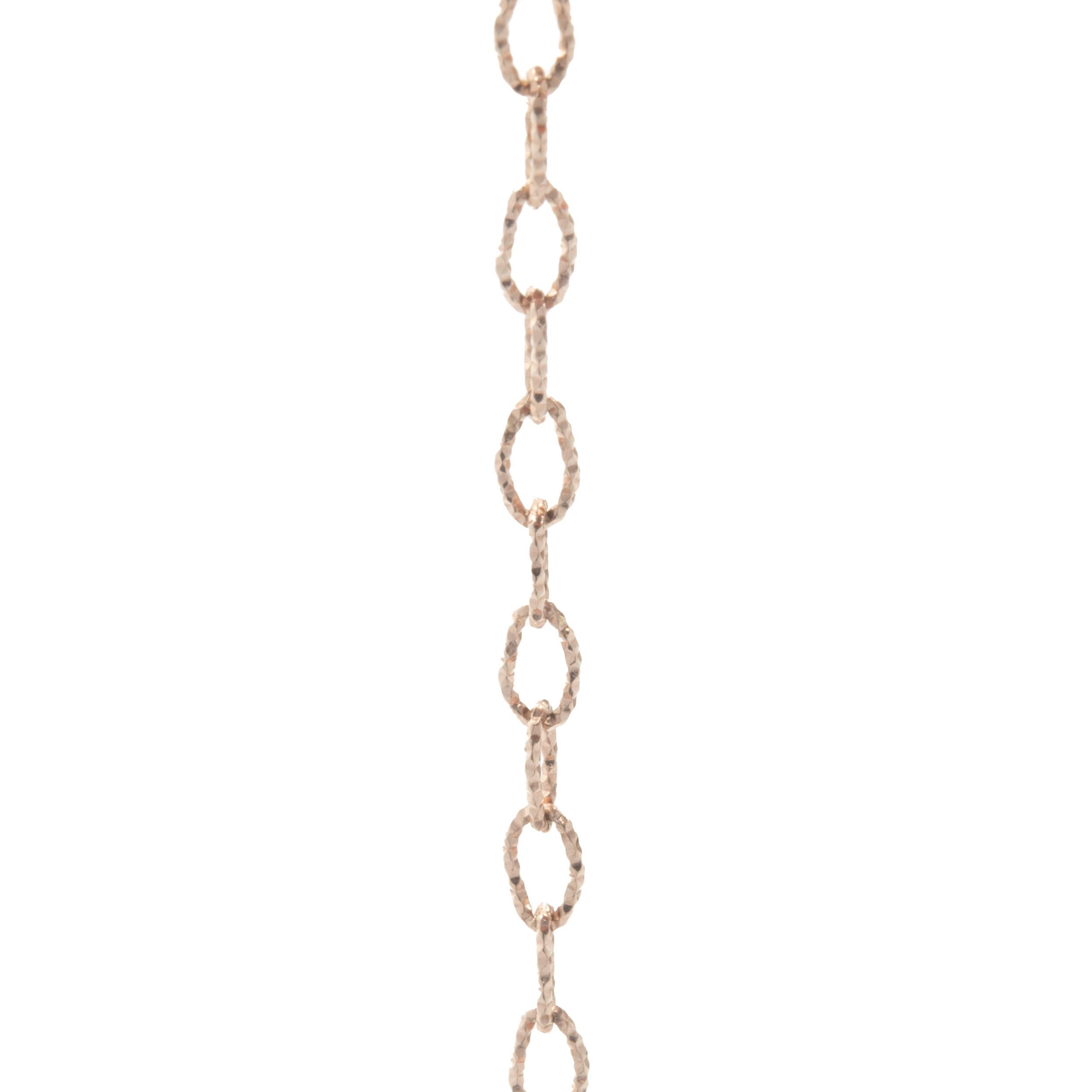 Women's or Men's 14 Karat Rose Gold Diamond Cut Oval Link Chain Necklace For Sale