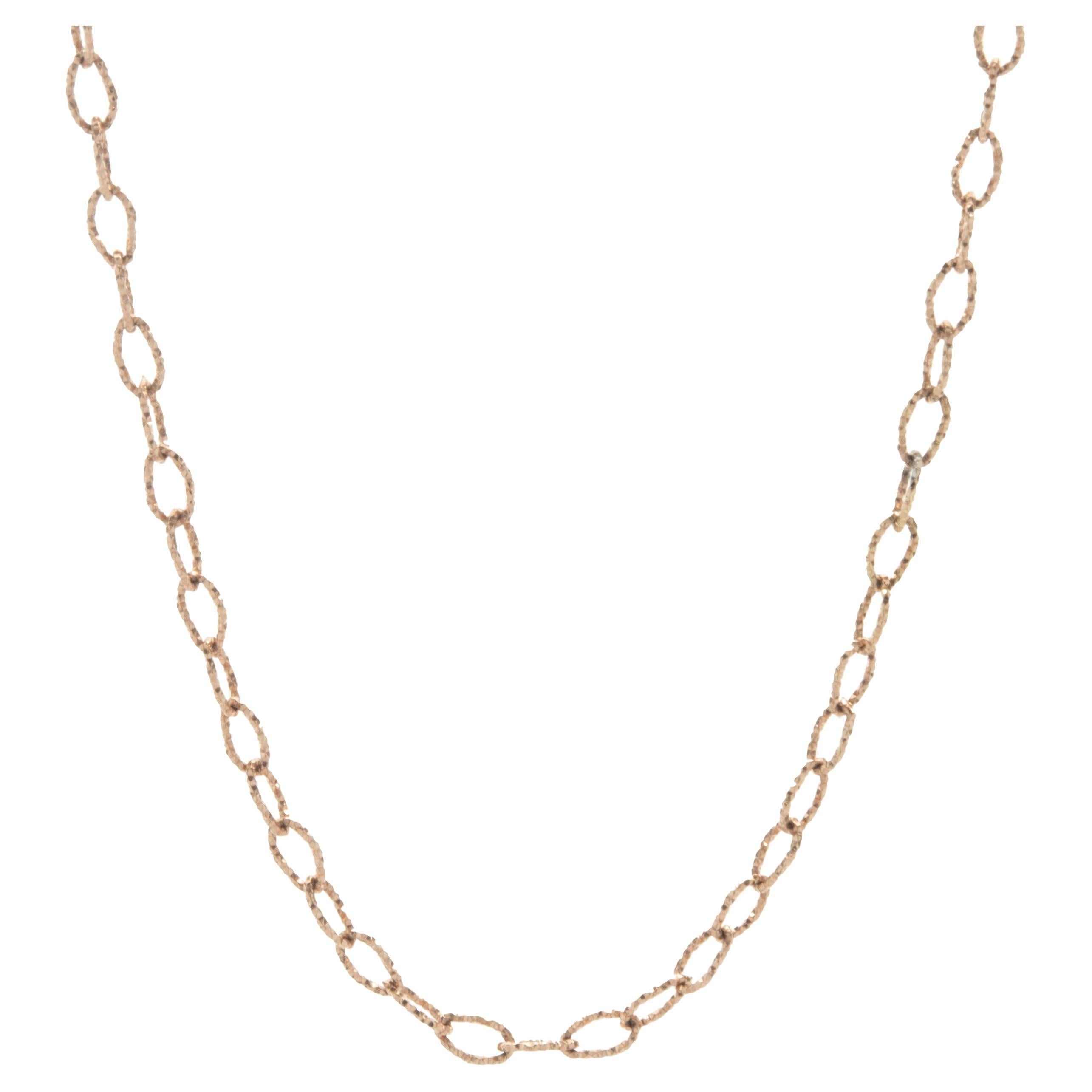 14 Karat Rose Gold Diamond Cut Oval Link Chain Necklace For Sale