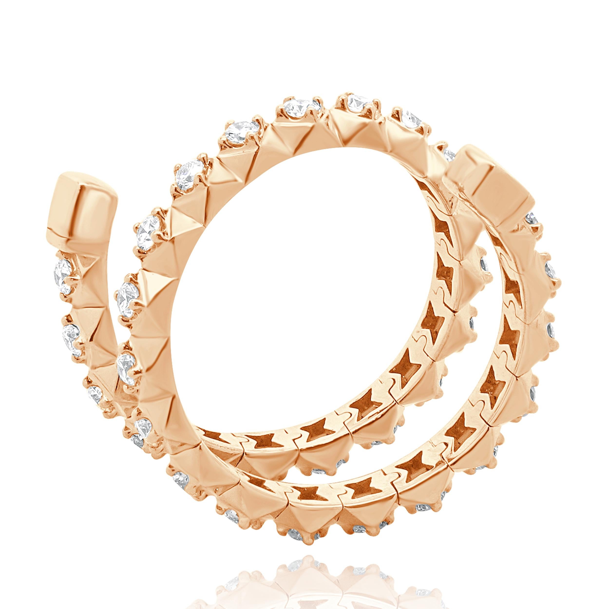 Anello a doppia fascia con diamante in oro rosa 14 carati In condizioni ottime in vendita a Scottsdale, AZ