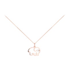 14 Karat Rose Gold Diamond Elephant Necklace