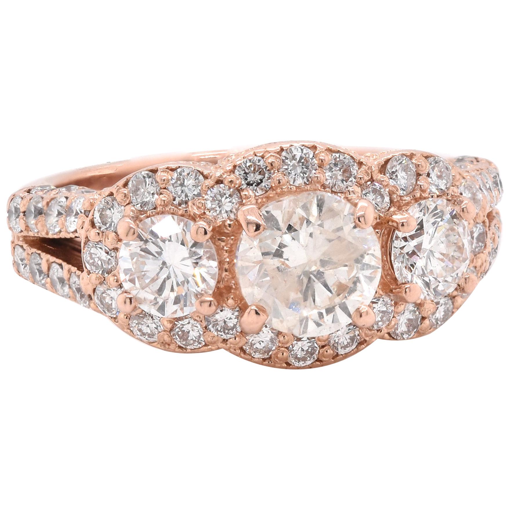 14 Karat Rose Gold Diamond Engagement Ring