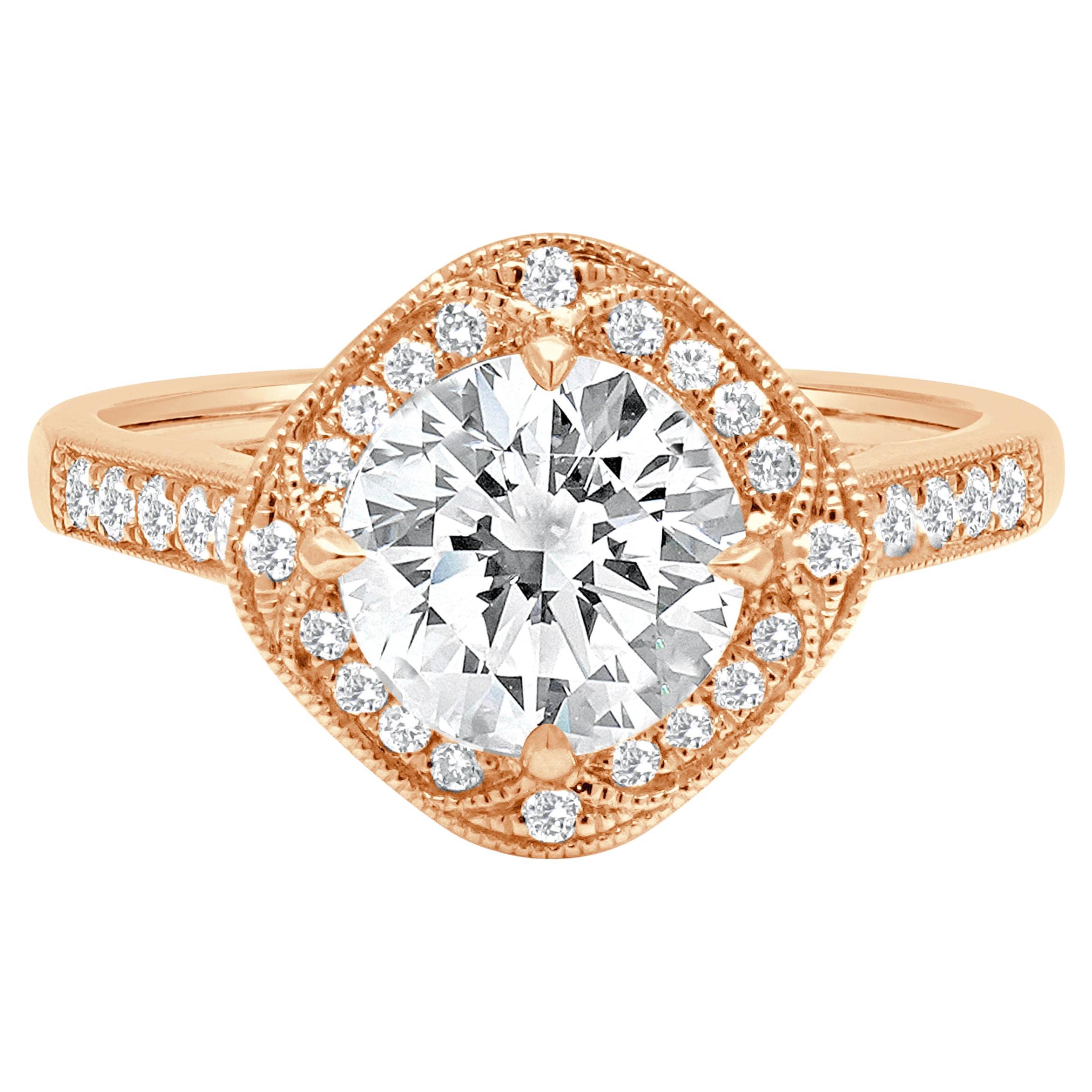 14 Karat Rose Gold Diamond Engagement Ring