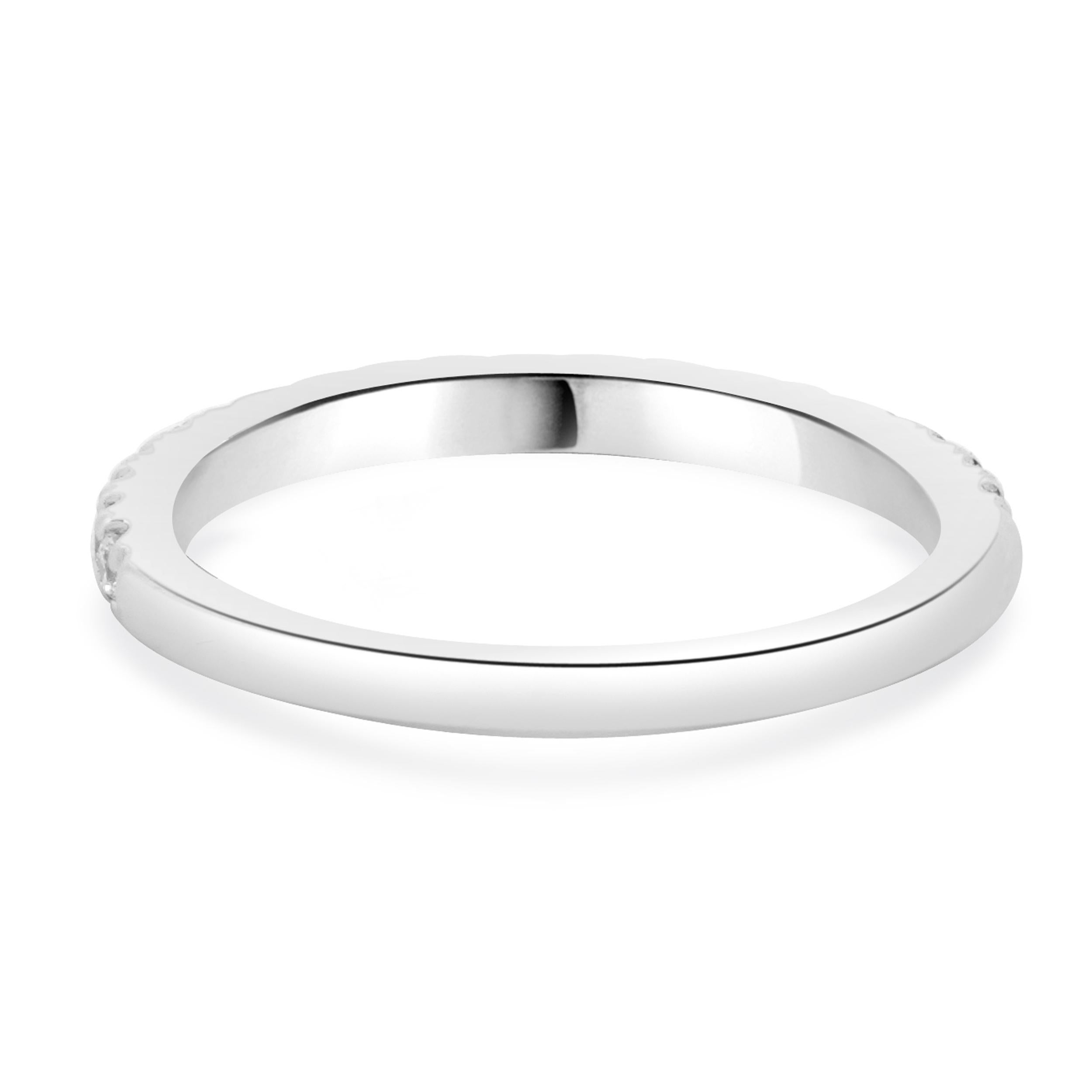 Round Cut 14 Karat White Gold Diamond Band For Sale