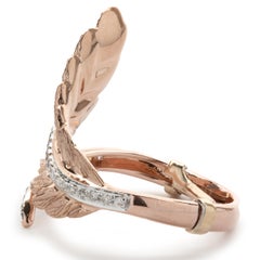 14 Karat Rose Gold Diamond Feather Bypass Ring