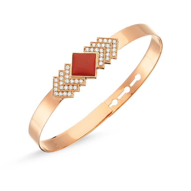 Contemporary 14 Karat Rose Gold Diamond Geometria Bracelet For Sale