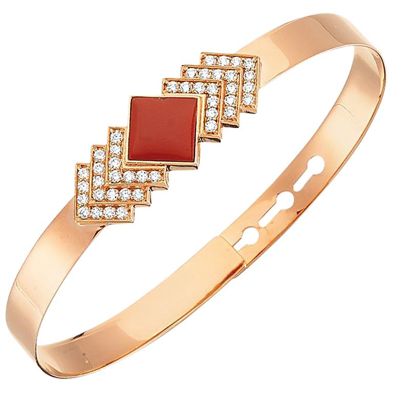 14 Karat Rose Gold Diamond Geometria Bracelet For Sale