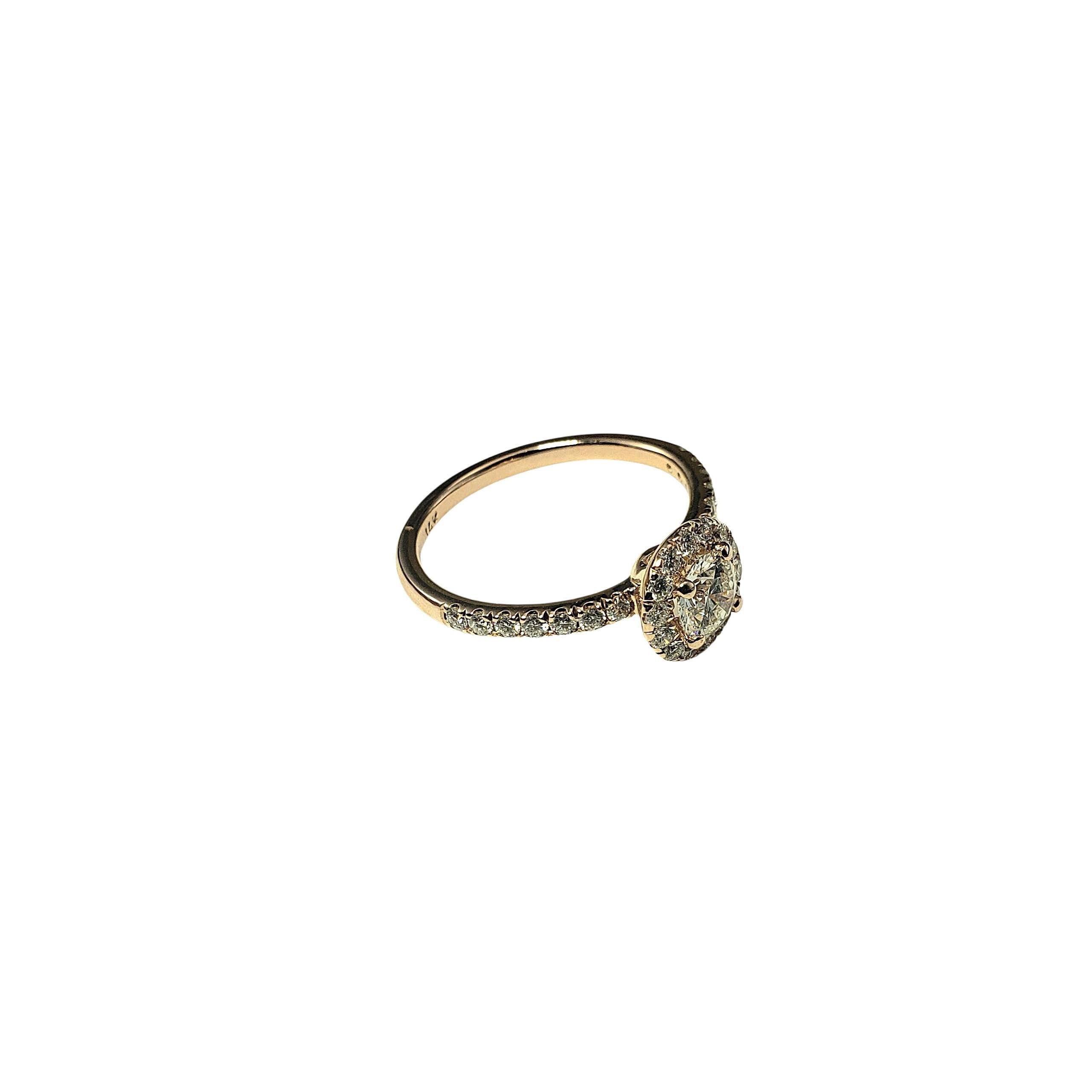 Contemporain Bague de fiançailles en or rose 14 carats avec halo de diamants Taille 6.5 #22371 en vente