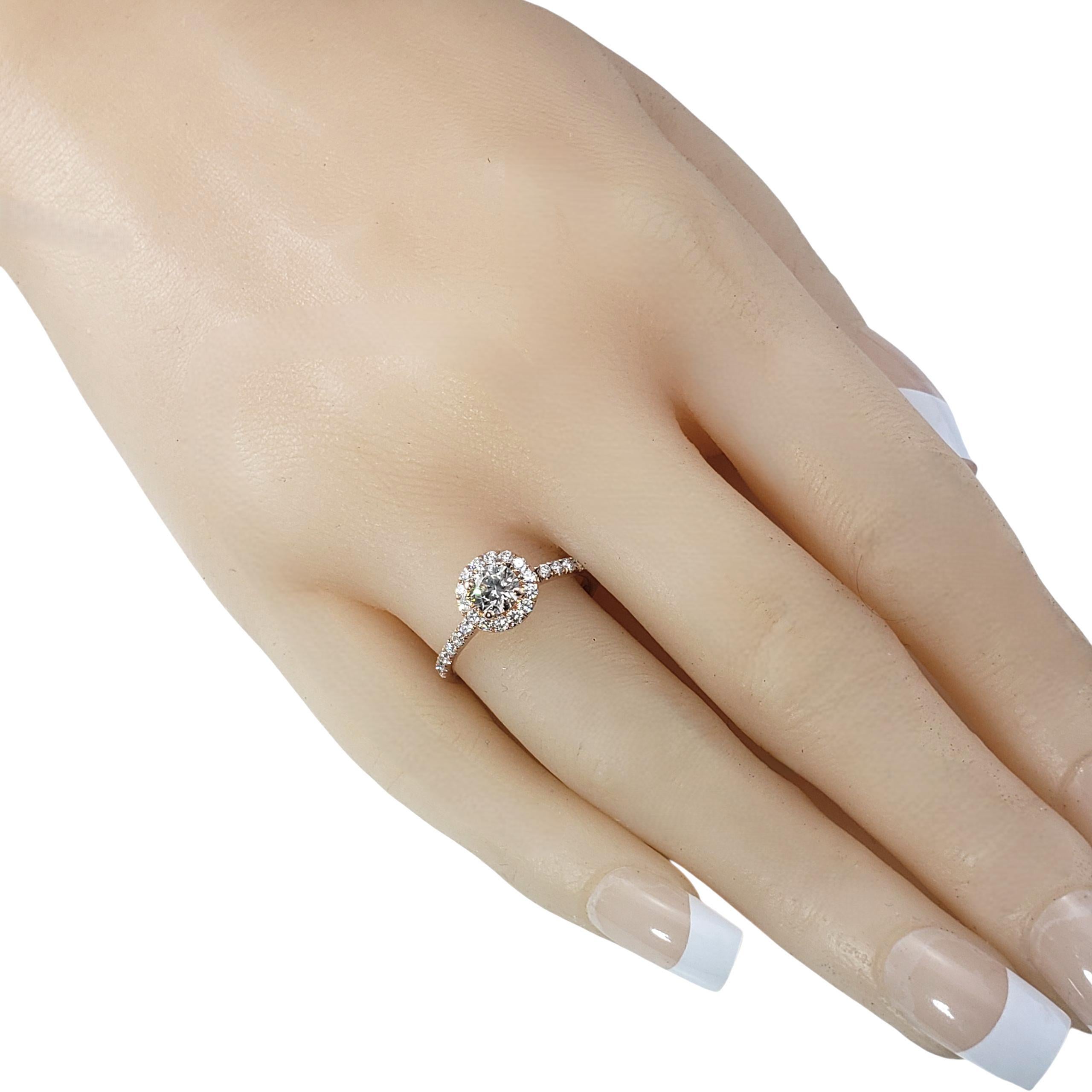Bague de fiançailles en or rose 14 carats avec halo de diamants Taille 6.5 #22371 en vente 1