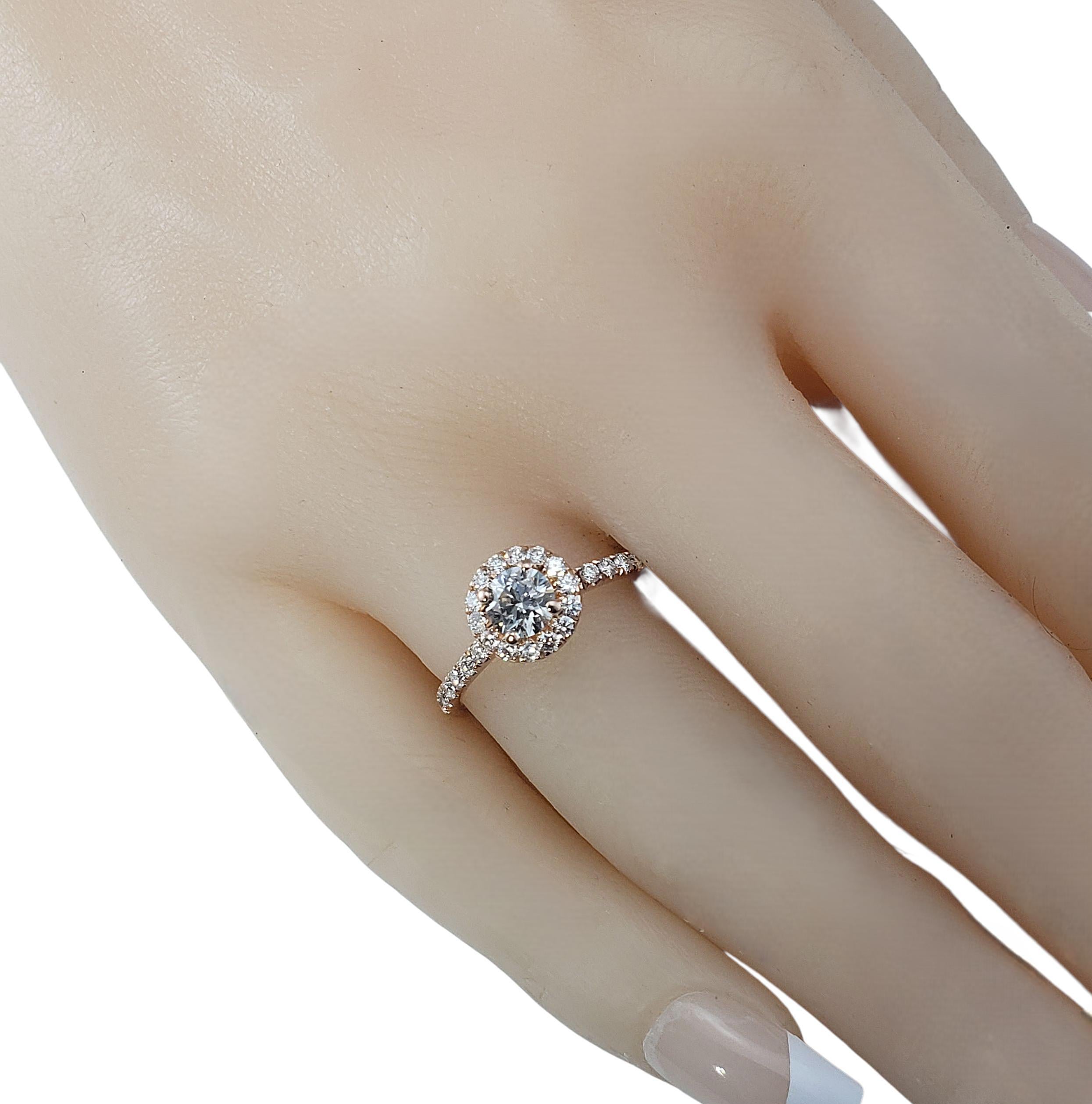Bague de fiançailles en or rose 14 carats avec halo de diamants Taille 6.5 #22371 en vente 2