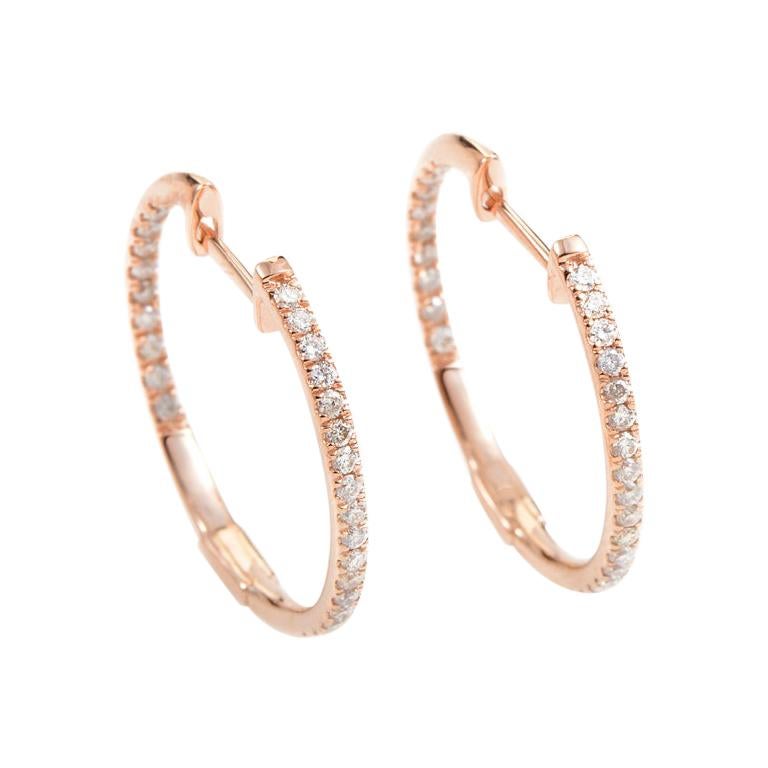 14 Karat Rose Gold Diamond Hoop Earrings AER-7555R