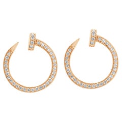 14 Karat Rose Gold Diamond Nail Loop Earrings