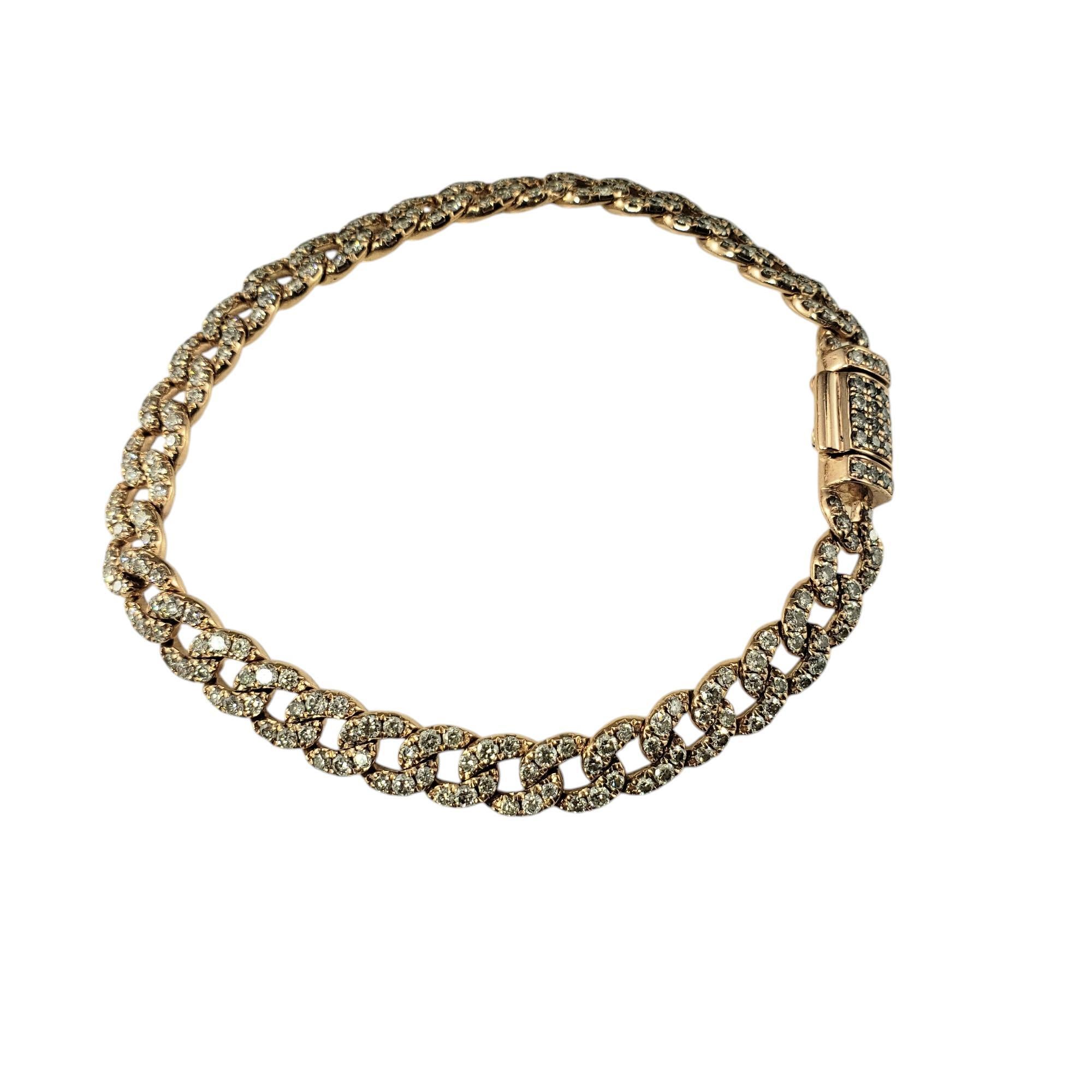 Contemporary 14 Karat Rose Gold Diamond Pave Curb Link Bracelet #19822 For Sale