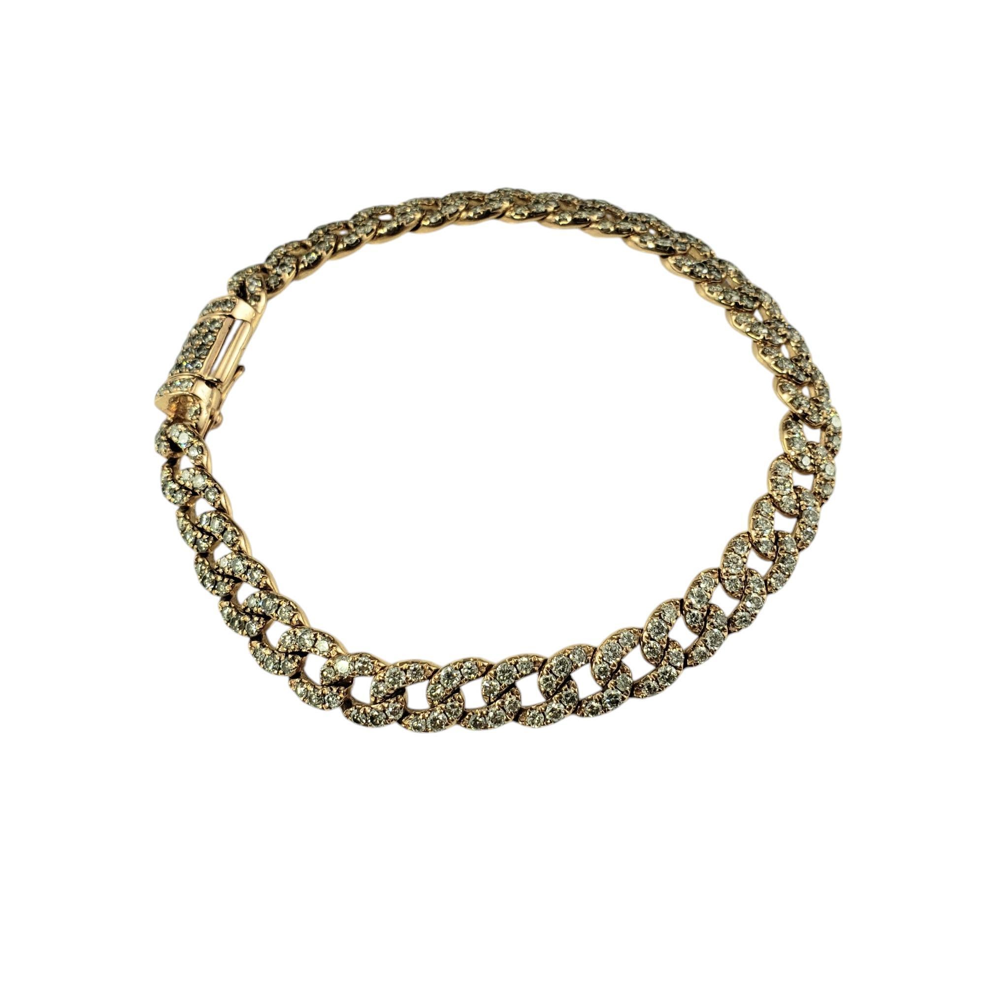 Brilliant Cut 14 Karat Rose Gold Diamond Pave Curb Link Bracelet #19822 For Sale