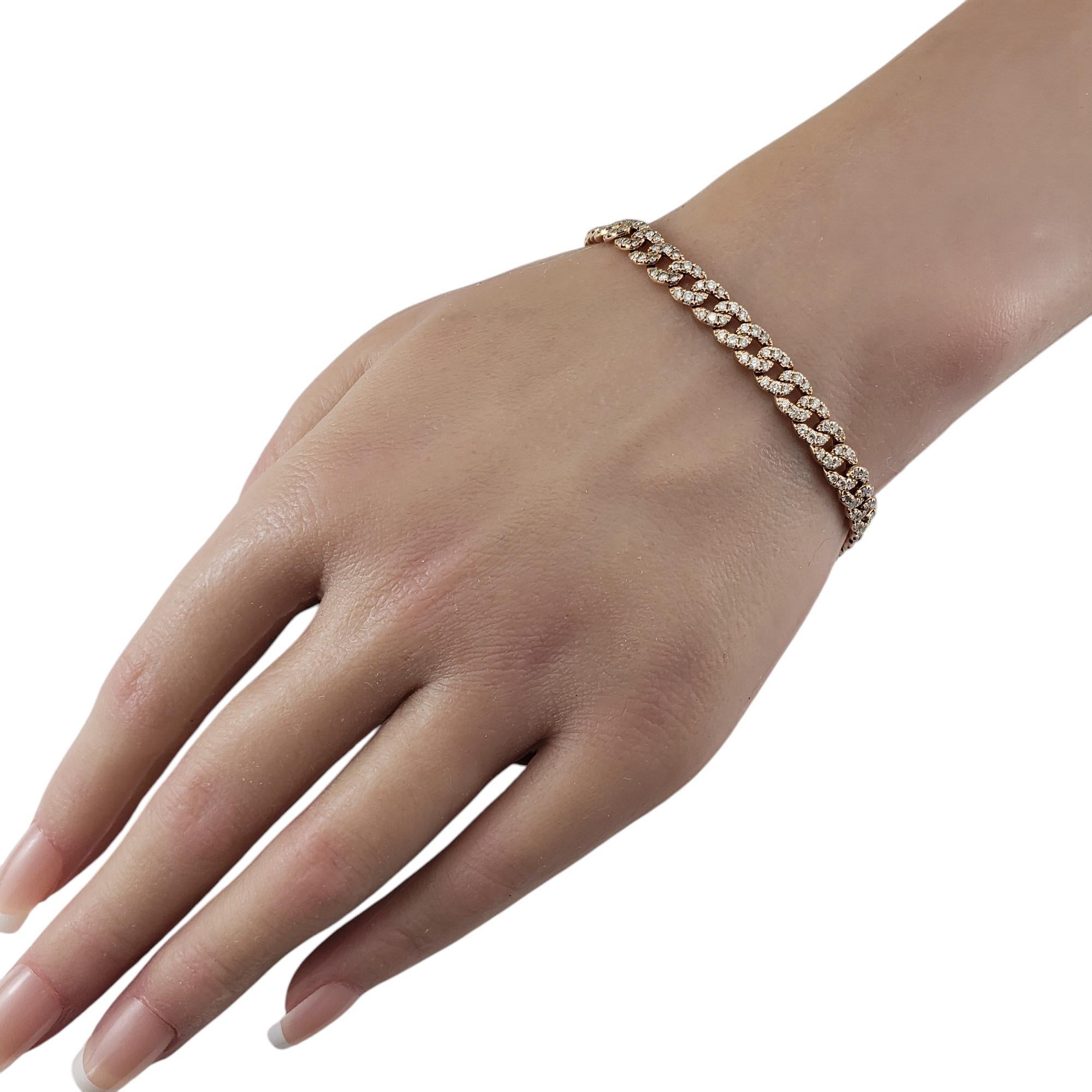 14 Karat Rose Gold Diamond Pave Curb Link Bracelet #19822 For Sale 1