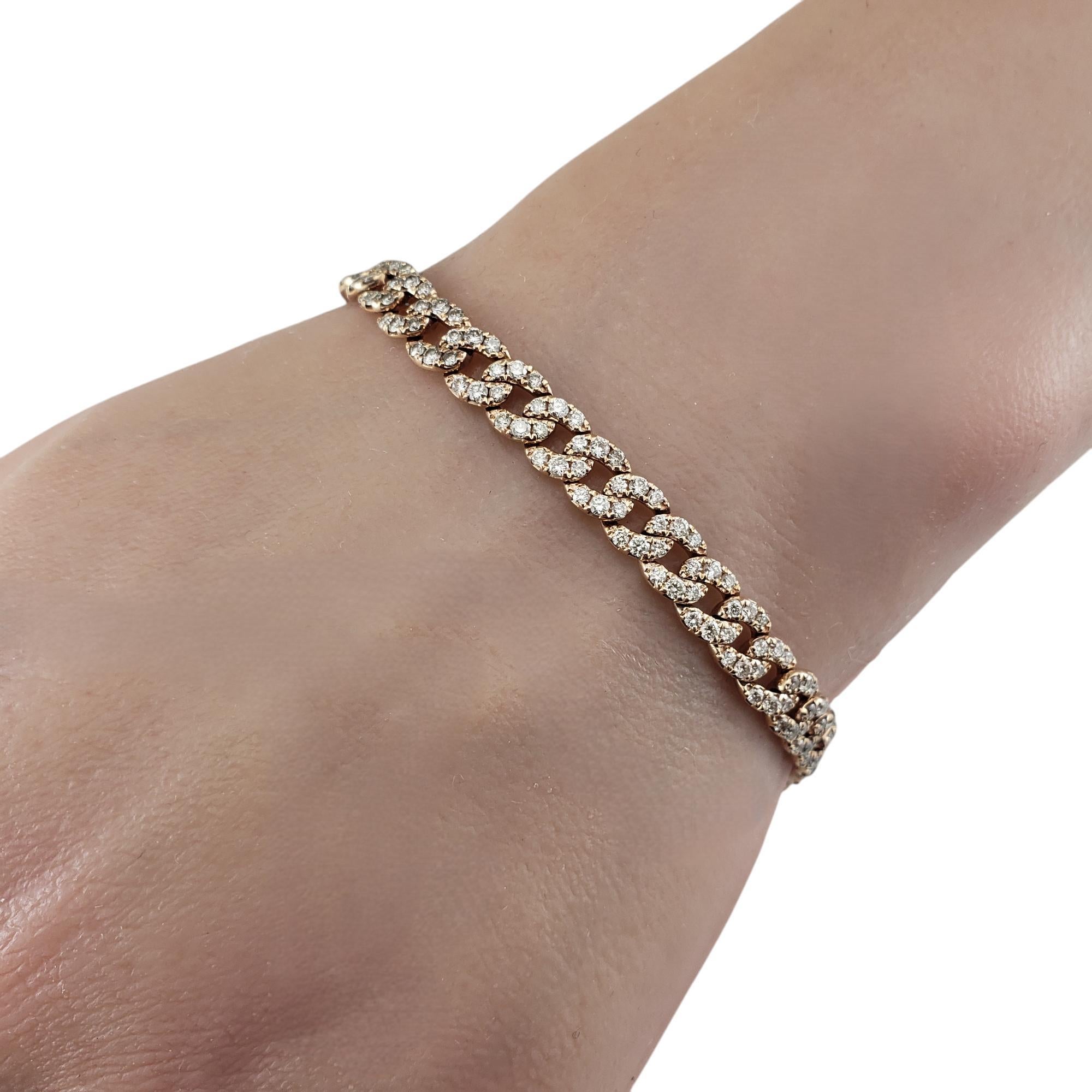 14 Karat Rose Gold Diamond Pave Curb Link Bracelet #19822 For Sale 2