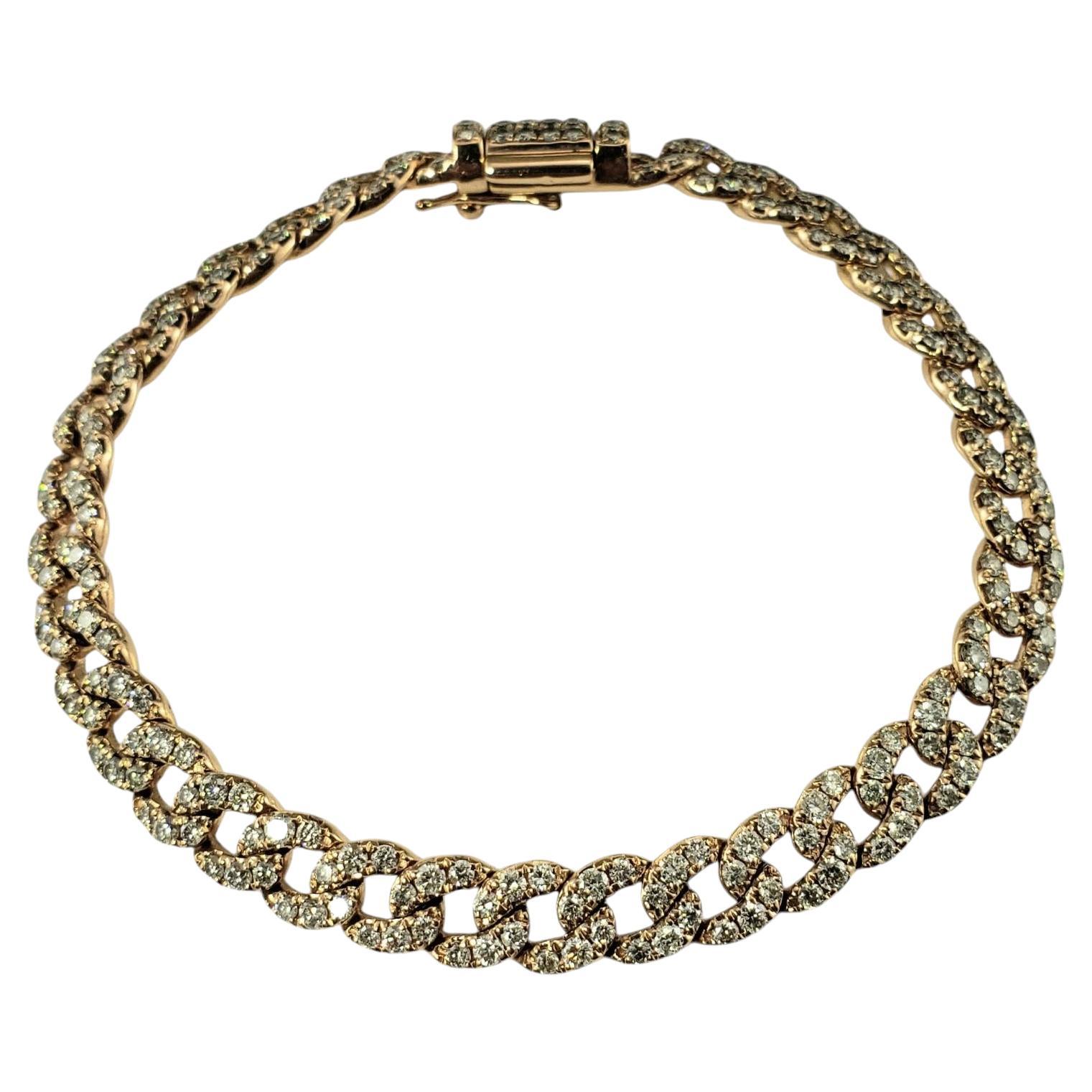 14 Karat Rose Gold Diamond Pave Curb Link Bracelet #19822 For Sale