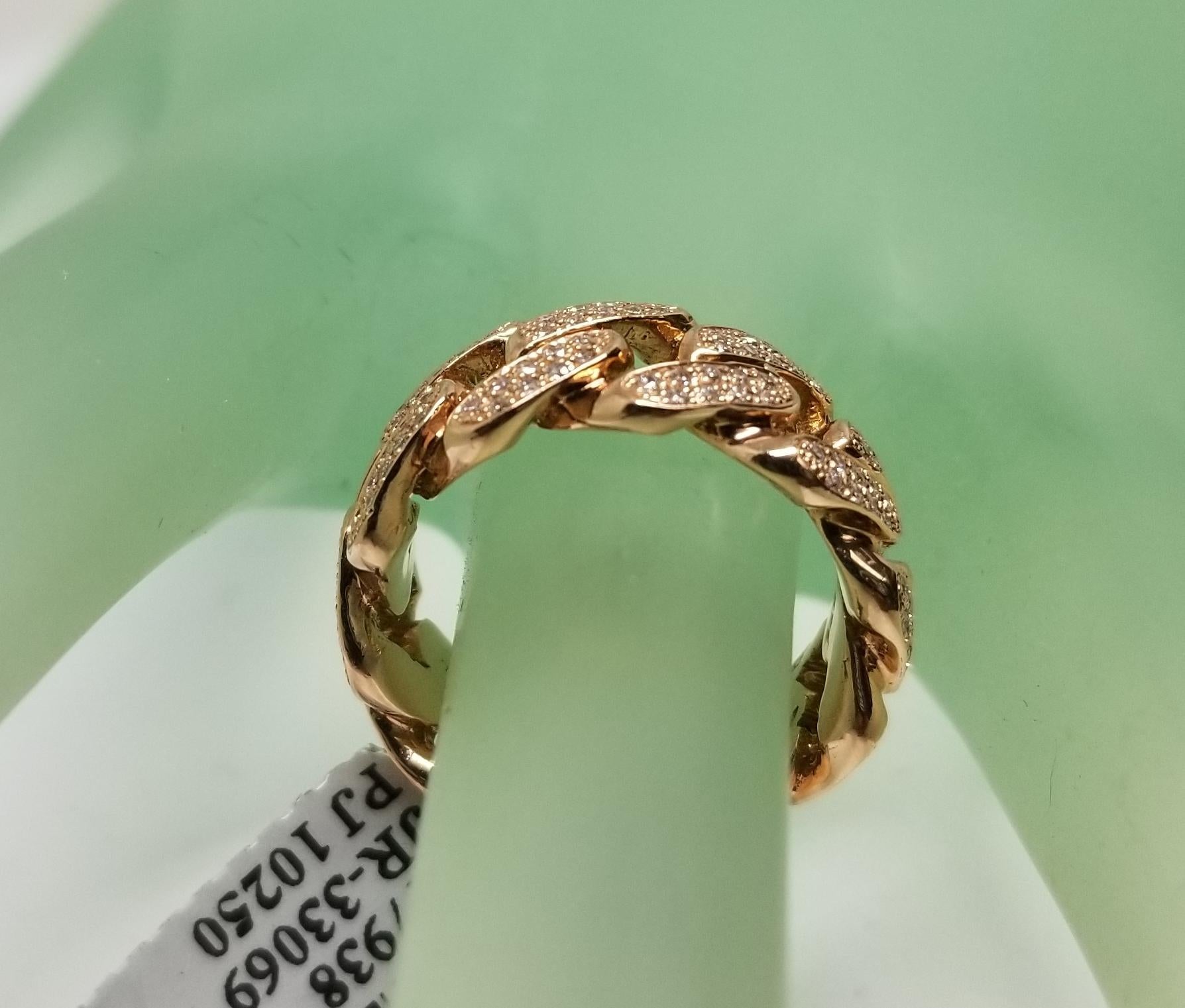 14 Karat Rose Gold Diamond Pave' Link Ring 1
