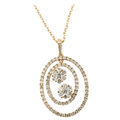 Vintage 14 Karat Rose Gold Diamond Pendant Necklace