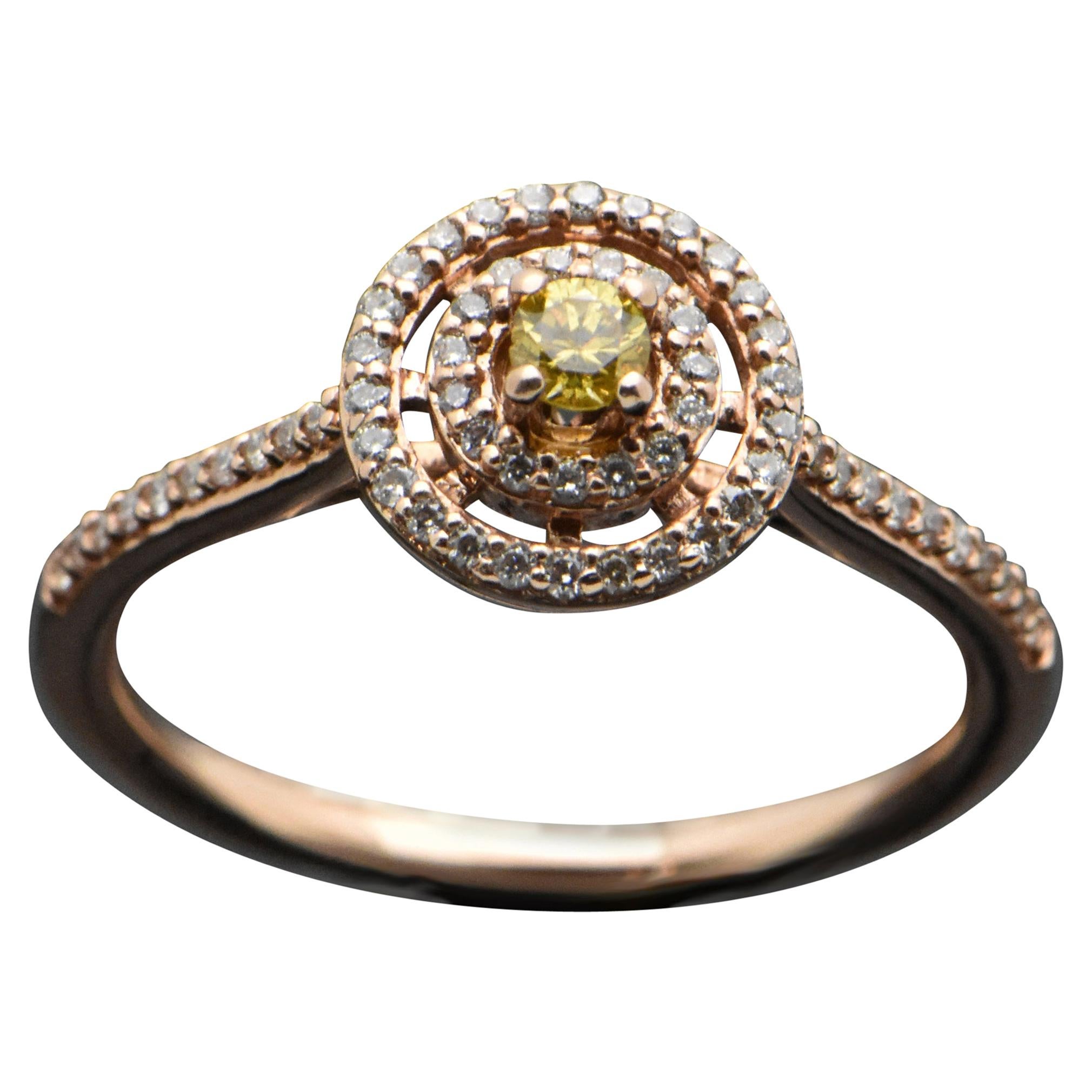 14 Karat Rose Gold Diamond Ring For Sale