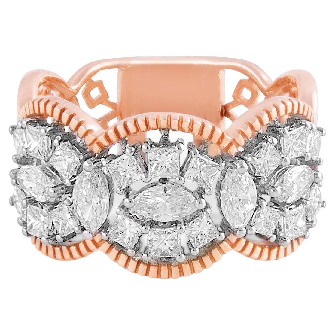 14 Karat Roségold Diamantring mit Diamanten